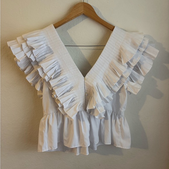 Zara White Ruffled Blouse - Picture 9 of 9